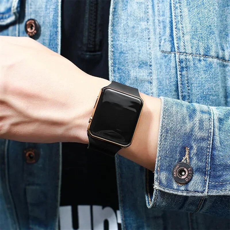 New Fashion Women Men Square LED Digital Watch Students